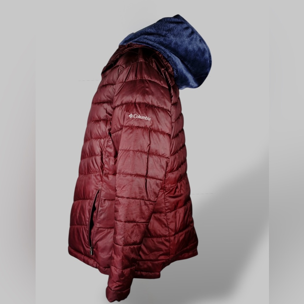 Columbia Womens Omni-Heat Insulated Hooded Burgundy Jacket L Winter Outdoor - Picture 8 of 17